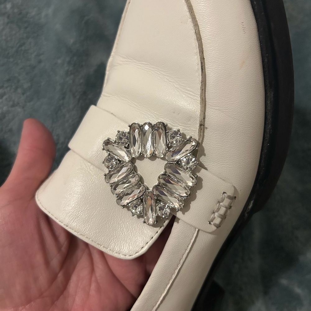 Gianni Bini Ivory Loafers with Crystal Detail - Picture 5 of 5